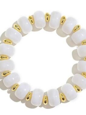Statement Elastic Boho Resin  Bracelet, White